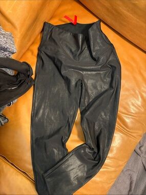 SPANX Black High-Rise Faux Leather Leggings